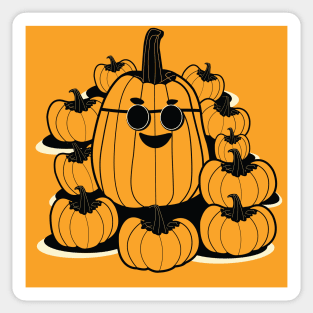 Smiling Pumpkin With Sunglasses and Friends | Halloween | Thanksgiving Sticker